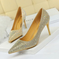 2019 best sell bling shoes big size 43 pink color crystal rhinestone shiny stone pump shoes high heels dress shoes